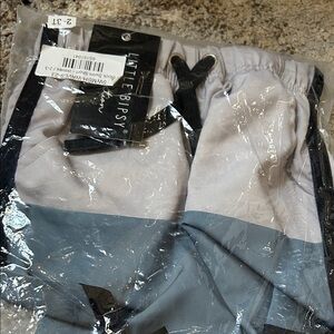 Little Bipsy Two-Tone Shorts in Gray and Blue swimsuit